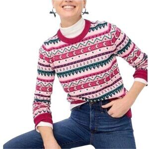 J.Crew Cotton Fair Isle Sweater Shades Of Pink Celestial Size M